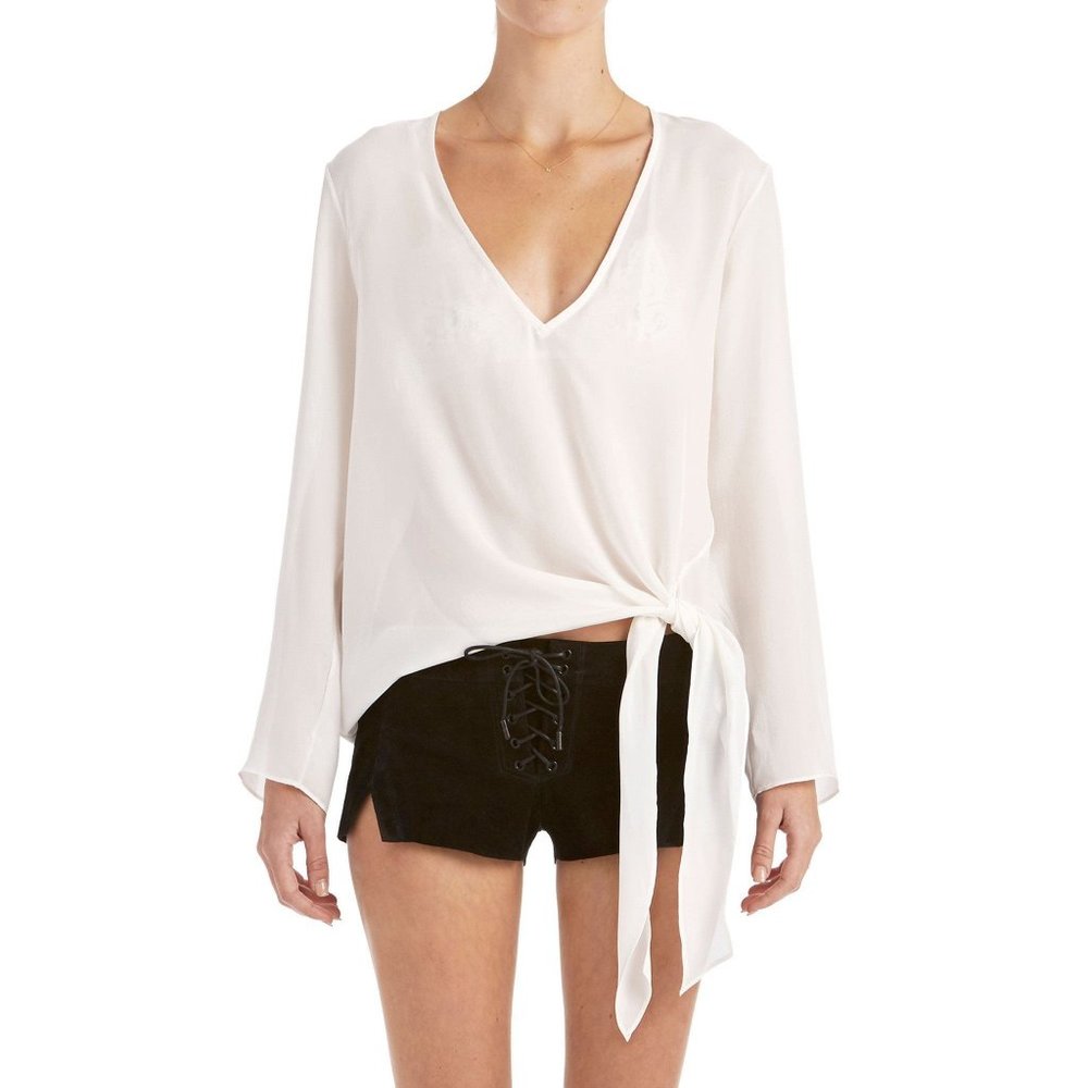 ARE YOU AM I jonquil tie blouse in size small